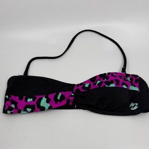 Black, Pink, teal Leopard Print Bikini Top- Billabong
